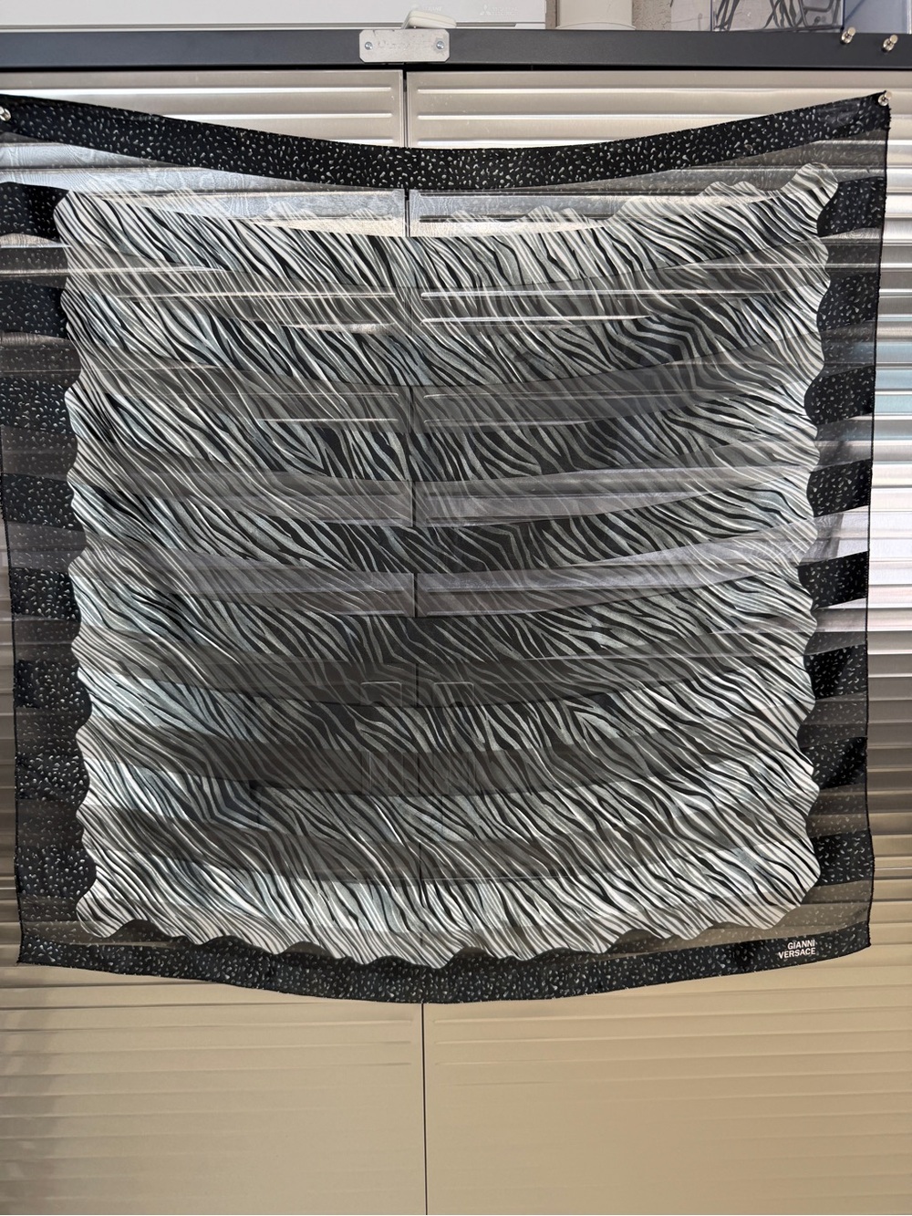 Vintage Versace Black and White Zebra Print Women's Scarf Silk